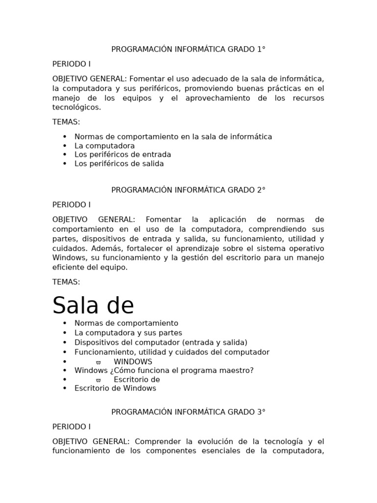 Programación Informática por Grado | PDF | Hardware de la computadora ...