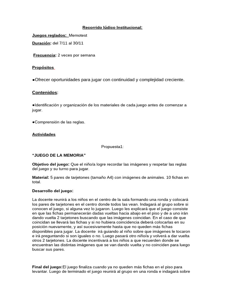 Reglas del Memotest para Niños | PDF | Memoria