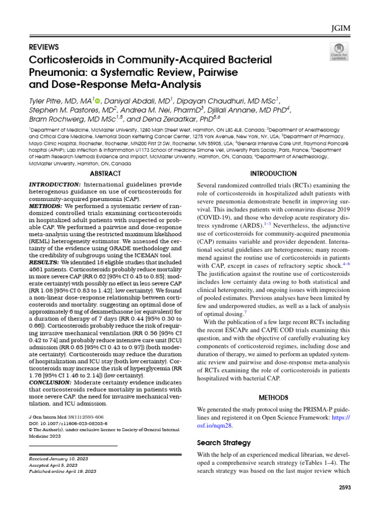 Corticosteroids in Community Acquired Bacterial | PDF | Meta Analysis ...
