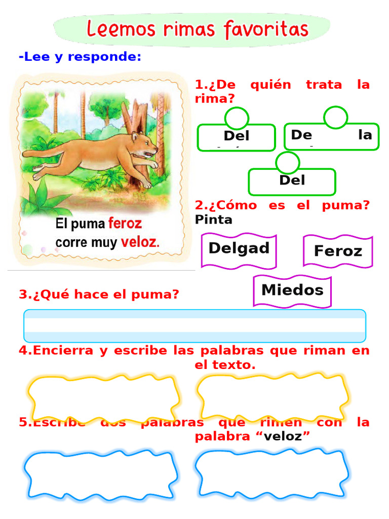 Ficha De Leemos Rimas 2do Pdf