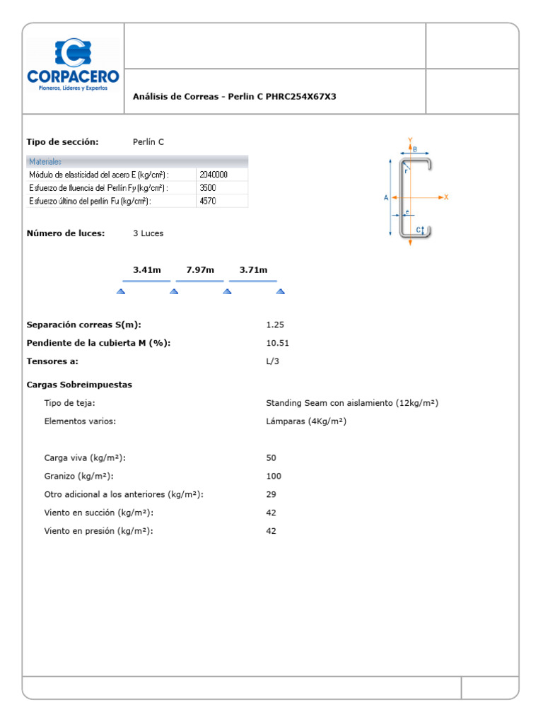 04. Análisis de Correas - Perlin C PHRC254X67X3 | PDF