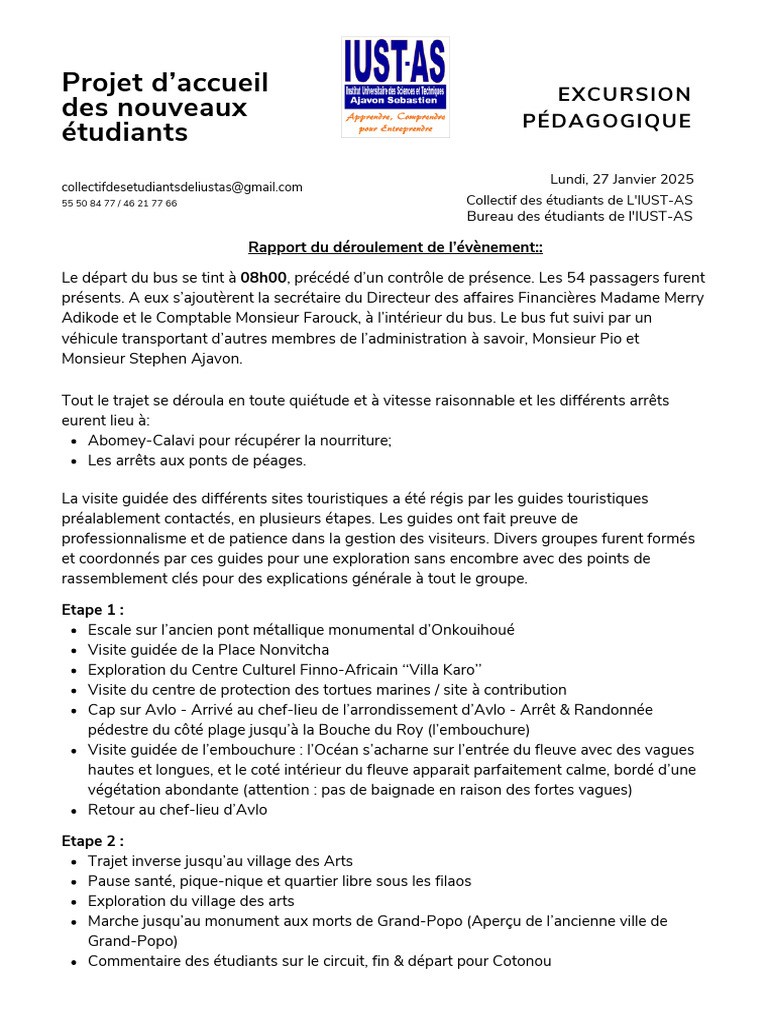 Excursion pédagogique à Grand-Popo | PDF