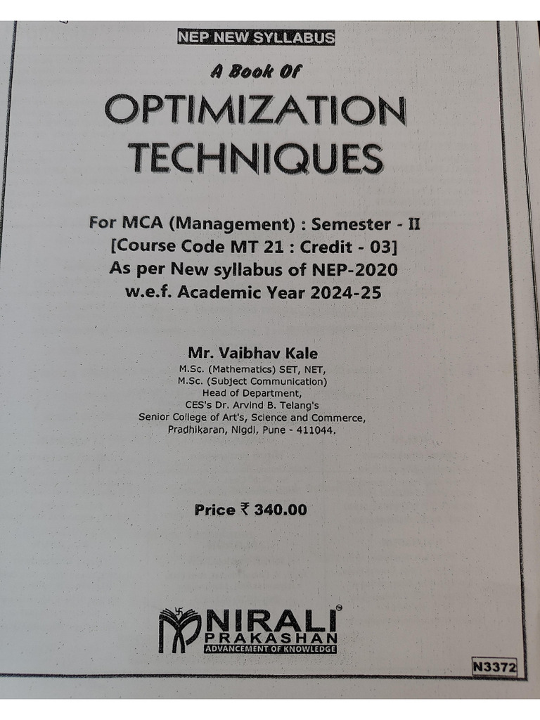 Optimization Techniques (Sem 2) New Syllabus | PDF
