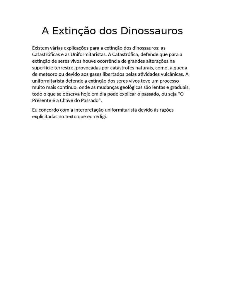 Extinção dos Dinossauros: Causas e Teorias | PDF