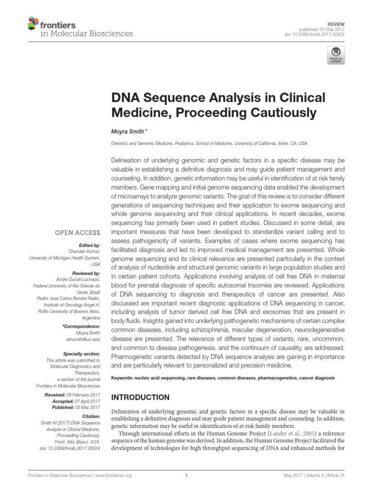 DNA Sequence Analysis in Clinical Medicine, Proceeding Cautiously | PDF ...