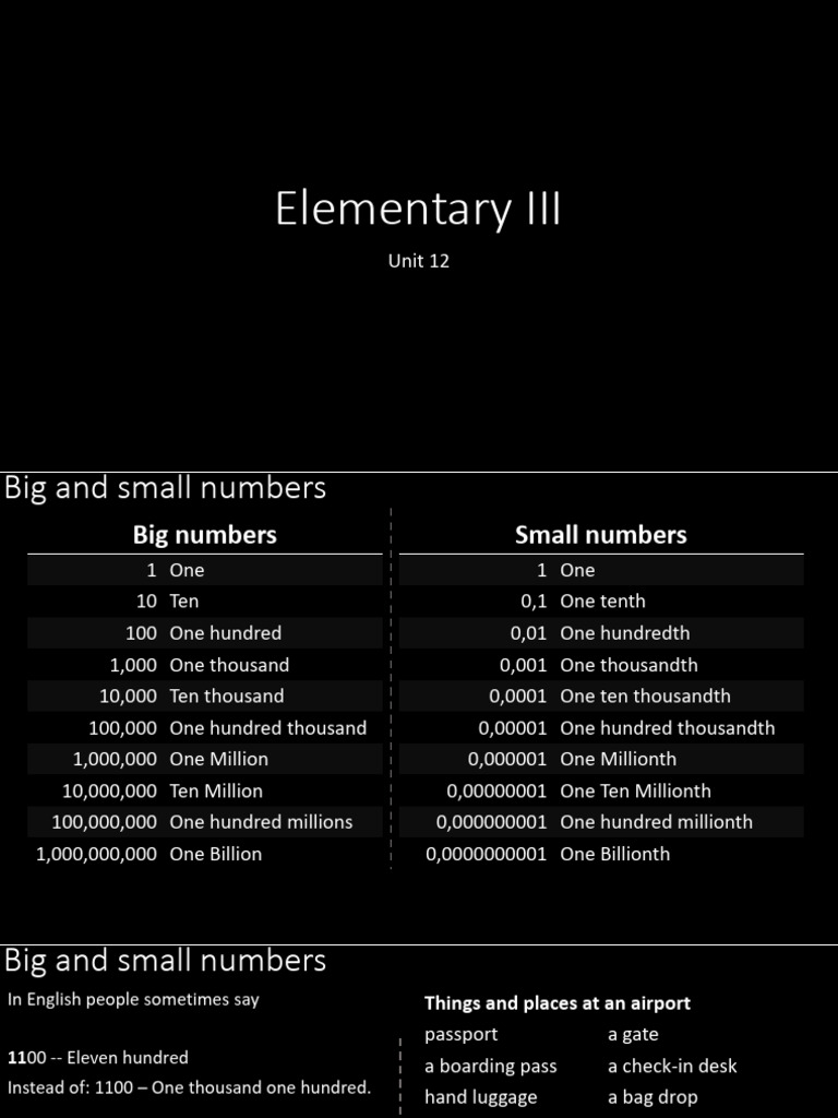 Understanding Big and Small Numbers | PDF | Perfect (Grammar) | Grammar
