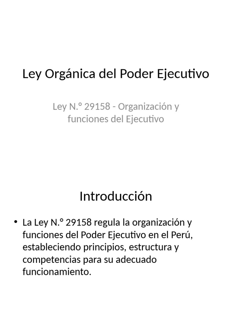 Ley 29158: Organización del Poder Ejecutivo | PDF