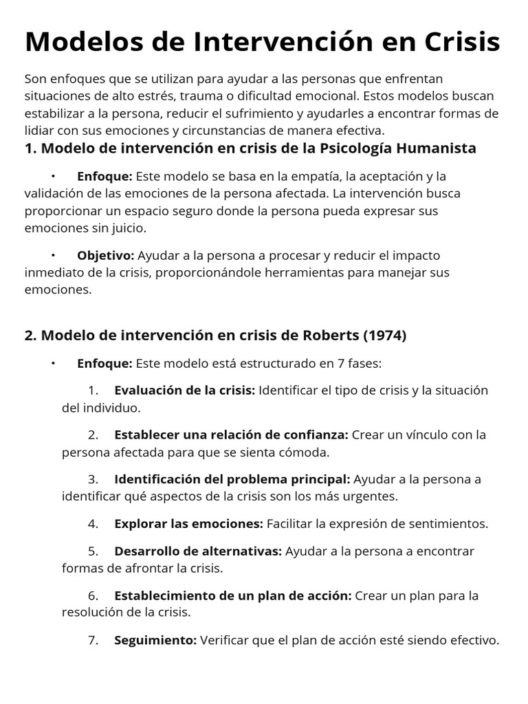 Modelos de Intervención en Crisis Emocional | PDF | Las emociones ...