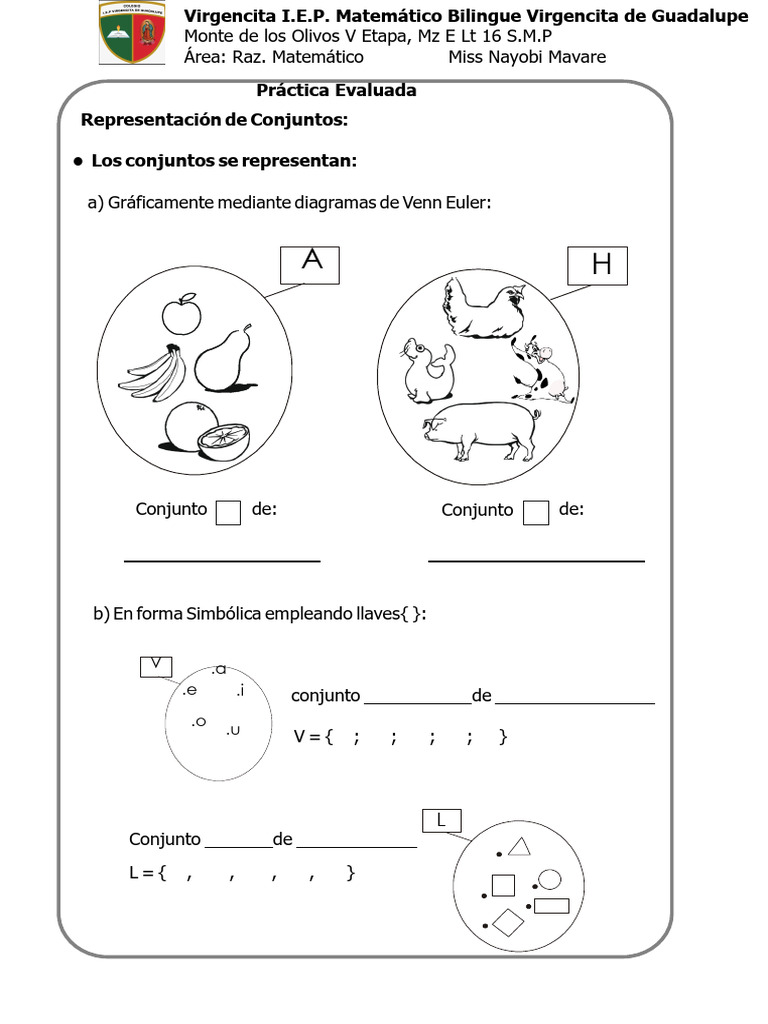 Ejercicios de Conjuntos para 2º Grado | PDF