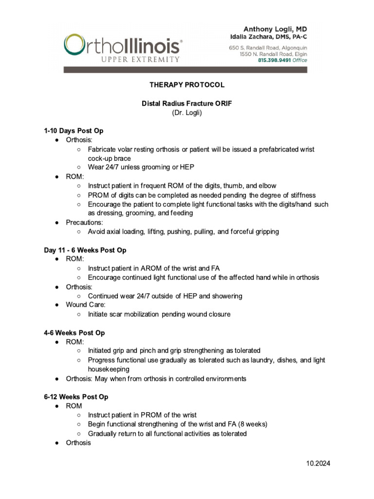 LOGLI Distal Radius Fracture Conservative Protocol | PDF
