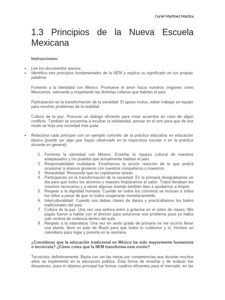 Principios de la Nueva Escuela Mexicana | PDF | Conocimiento | Escuelas