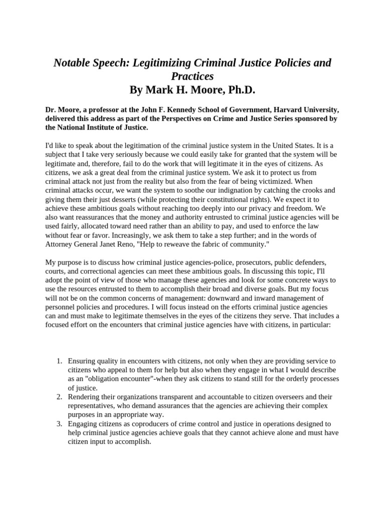 Legitimizing Criminal Justice Policies and Practices | PDF | Crimes ...