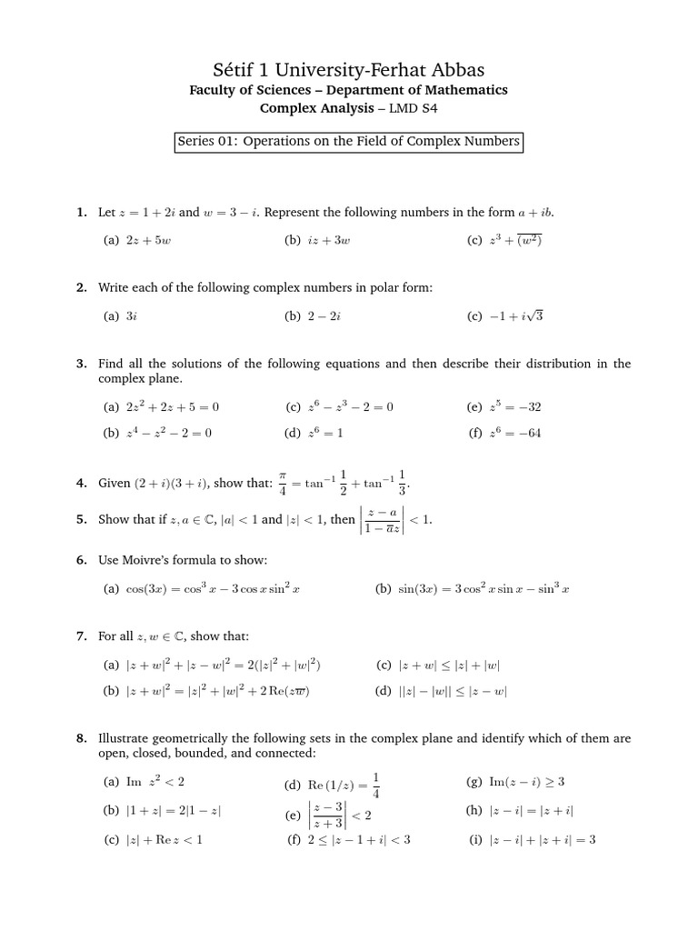 Complex Analysis Exercises and Solutions | PDF