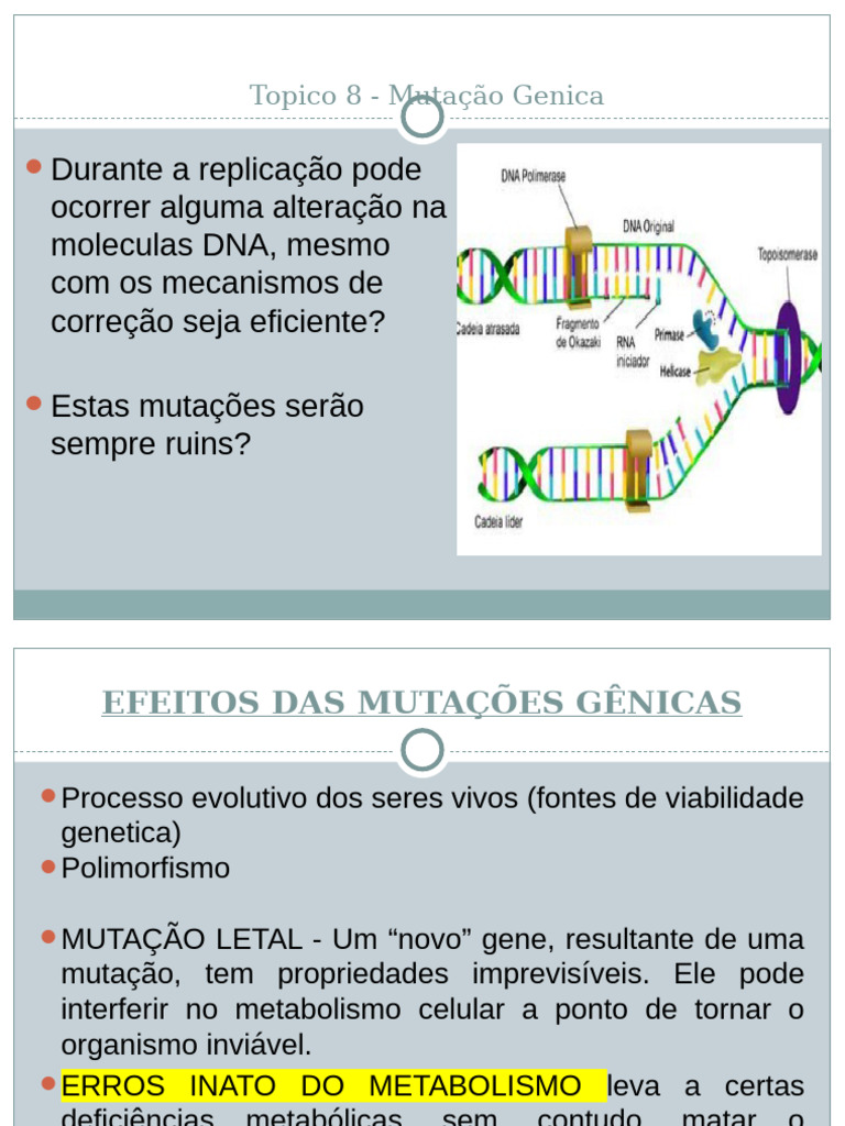 Efeitos e Tipos de Mutações Gênicas | PDF | Mutação | Reparação de DNA