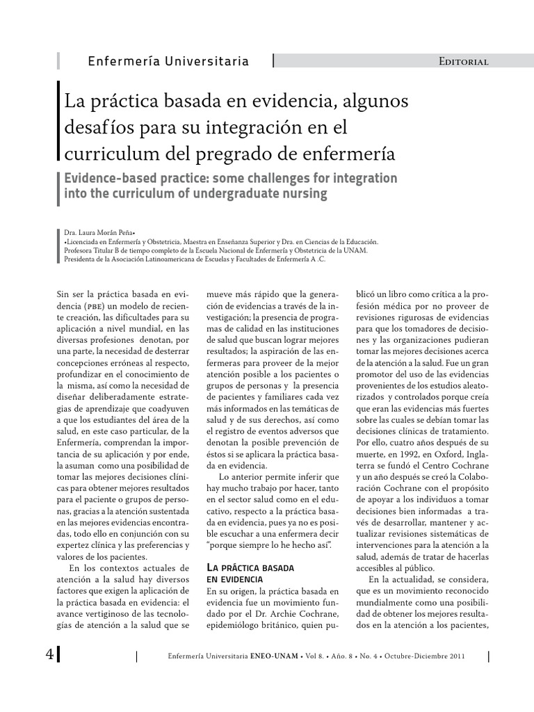 Practica Basada en Evidencia 2011 | PDF | Plan de estudios | Enfermería