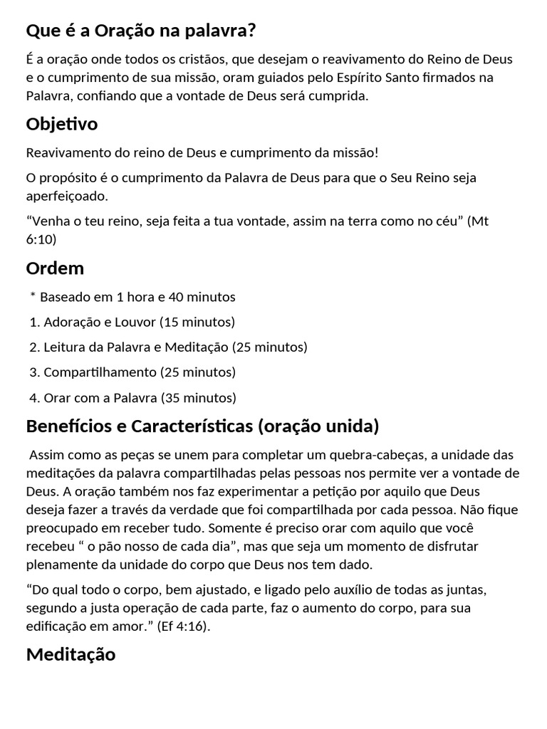 Oração Unida: Guia e Cronograma | PDF | Oração | Crença e doutrina ...