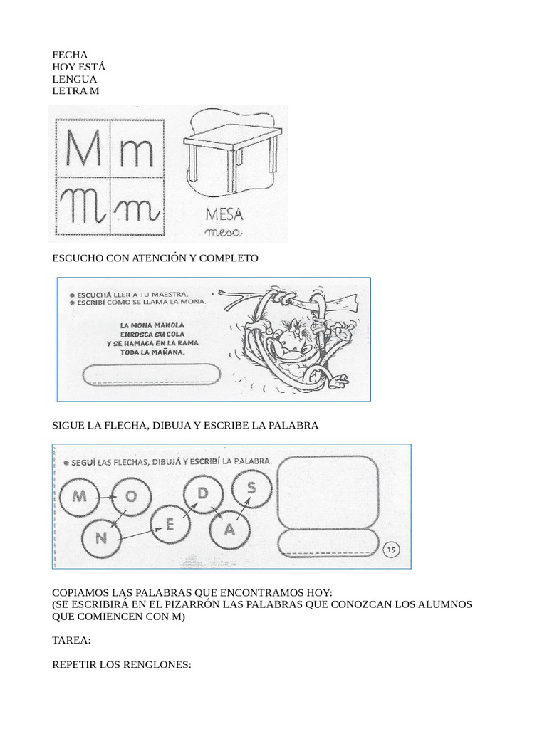 1 Clase de La Letra m | PDF