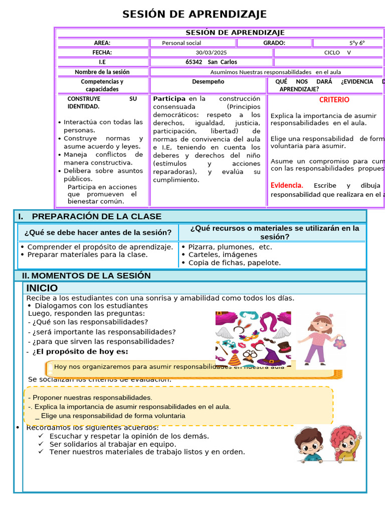 Asumimos Responsabilidades en el Aula | PDF | Salón de clases | Aprendizaje