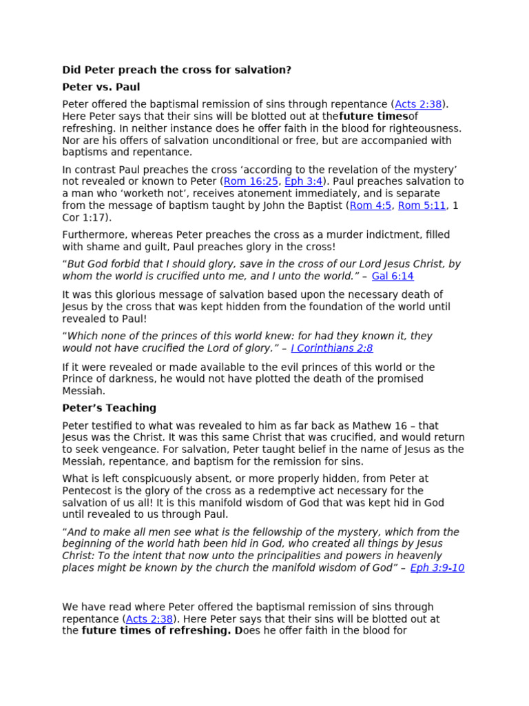 Peter vs. Paul: Salvation Messages Explained | PDF | Paul The Apostle ...