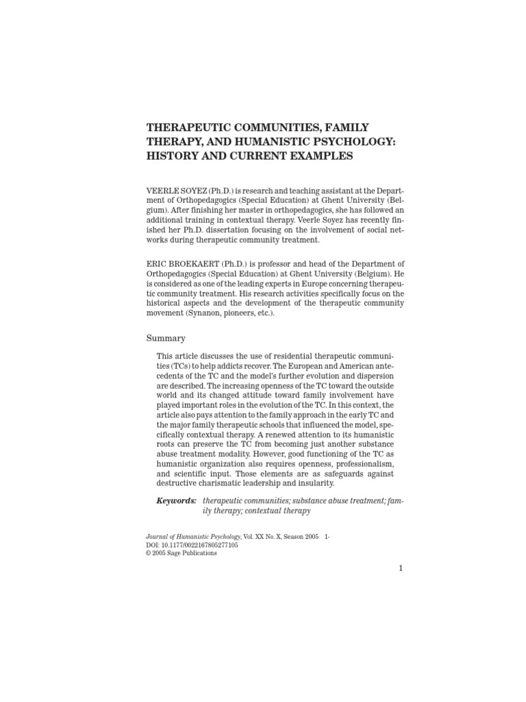 Therapeutic Communities Family Therapy A | PDF | Psychotherapy | Self ...
