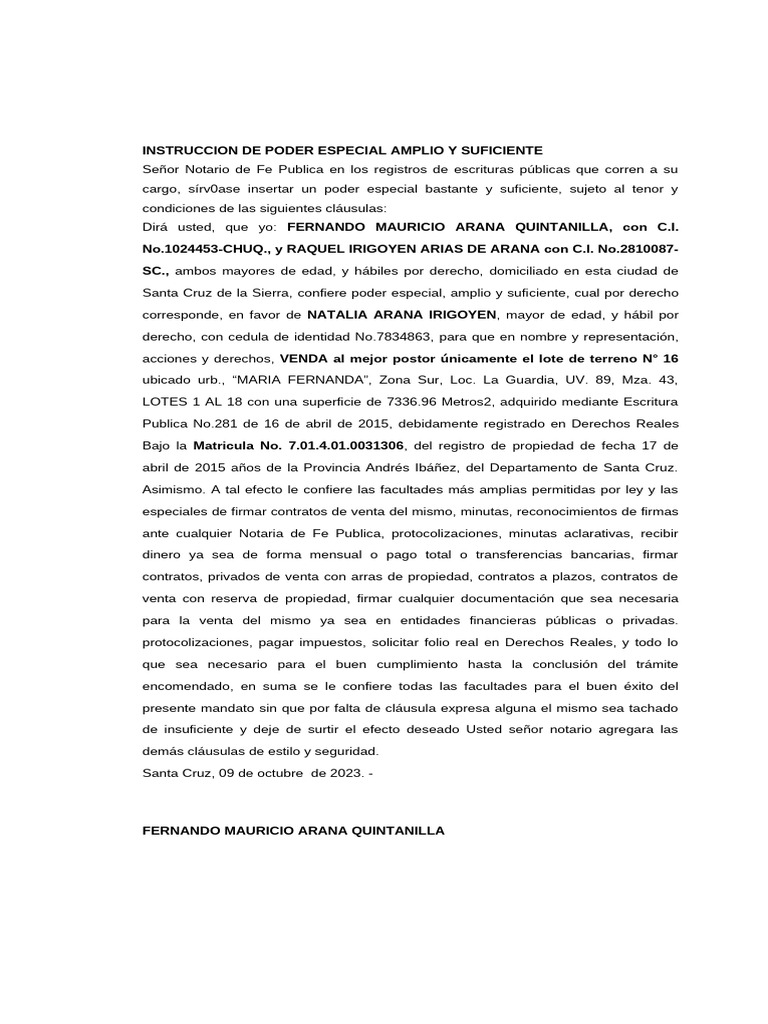 Poder para Venta | PDF