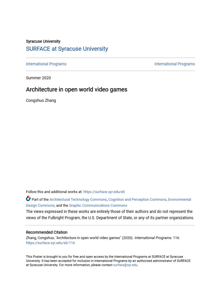 Architecture in Open World Video Games | PDF | Virtual Reality | Video ...