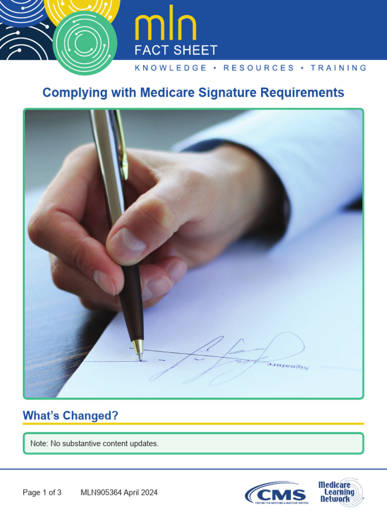 Signature Requirements Fact Sheet Icn905364 | PDF | Signature | Medical ...