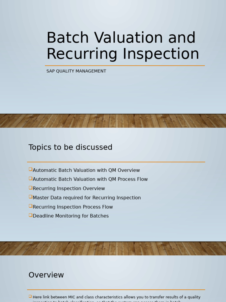 Batch Inspection and Valuation Overview | PDF