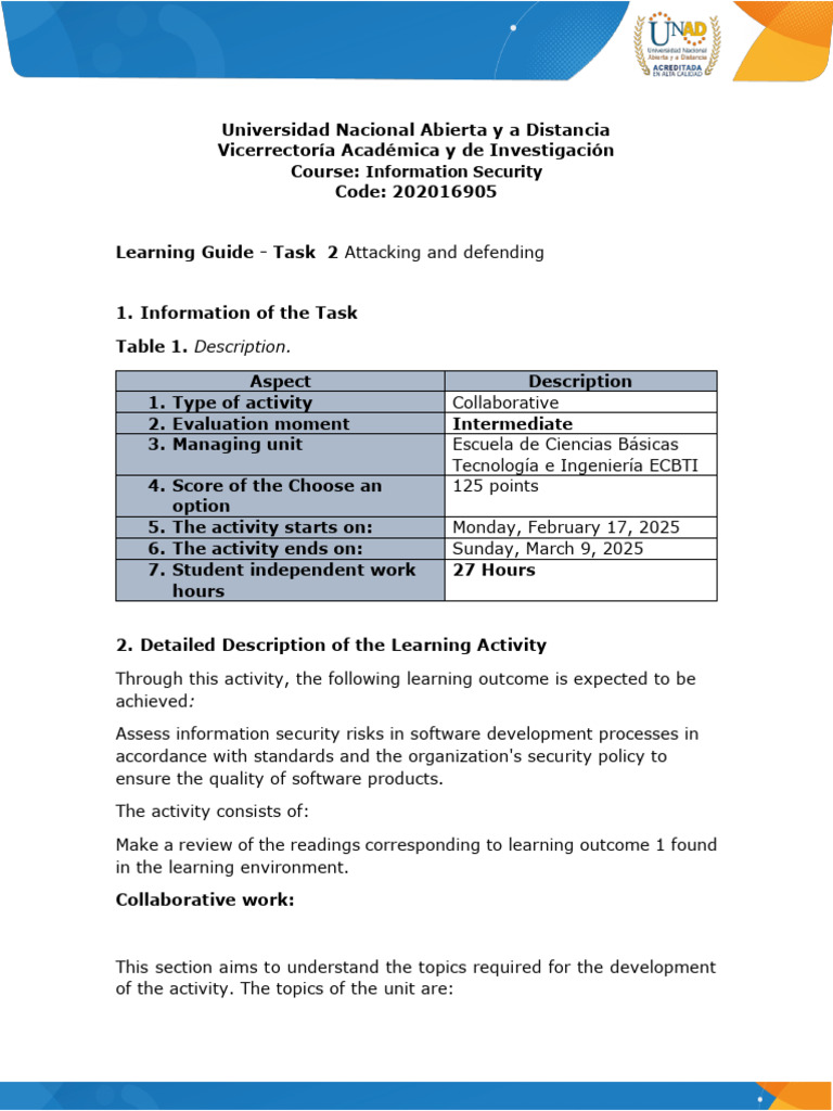 Information Security Task Guide 2025 | PDF | Information Security ...