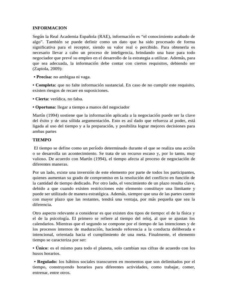 Claves de Información, Tiempo y Poder en Negociación | PDF | Conocimiento