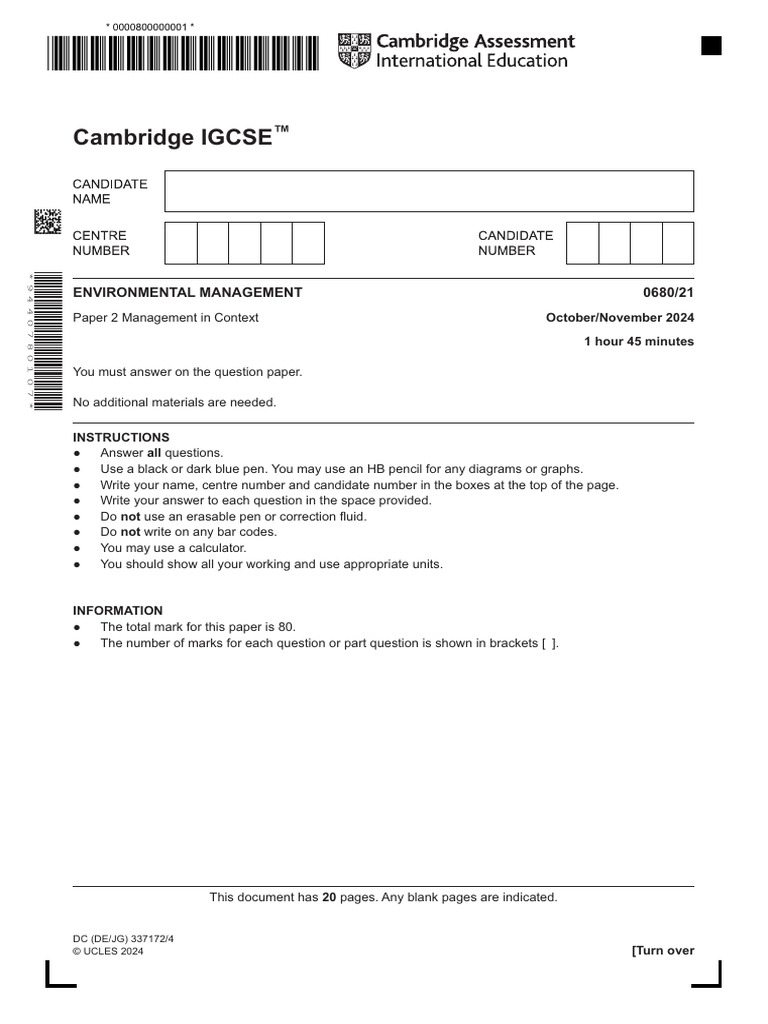 Cambridge IGCSE: Environmental Management 0680/21 | PDF | Waste | Recycling