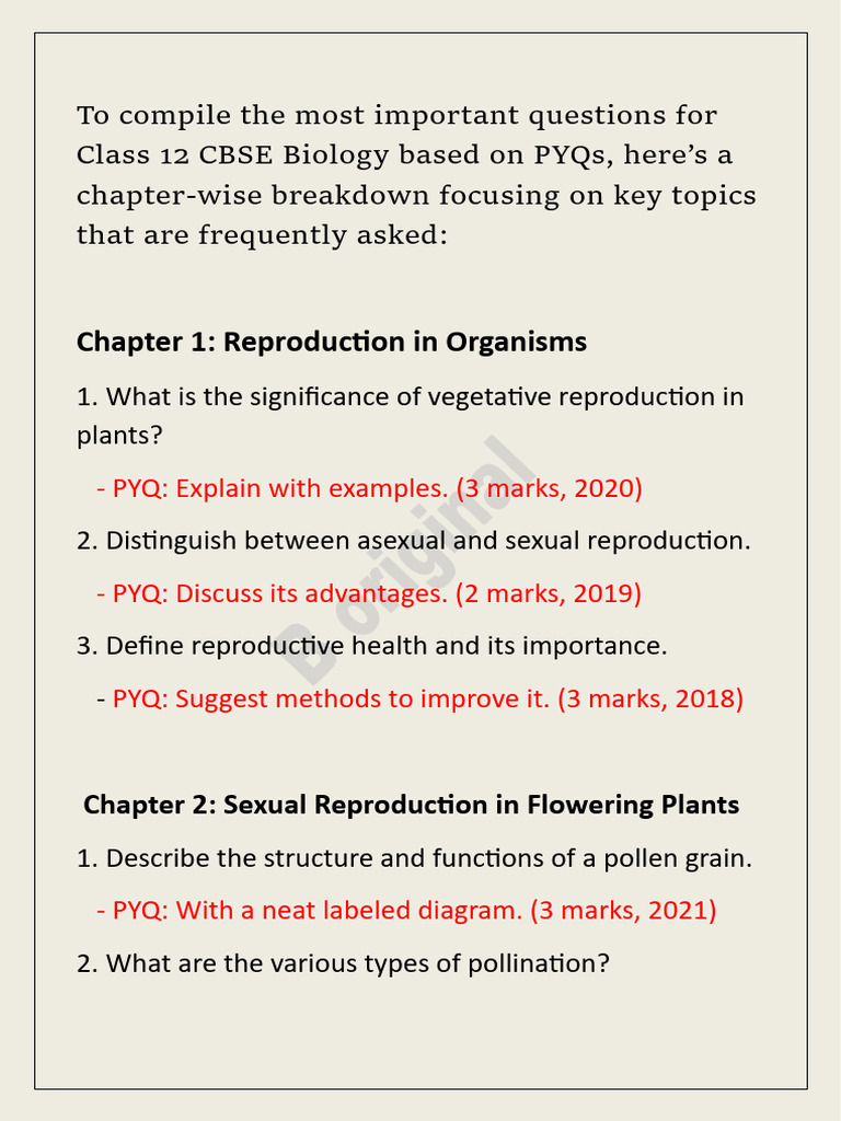 Key Class 12 CBSE Biology Questions | PDF | Molecular Cloning ...