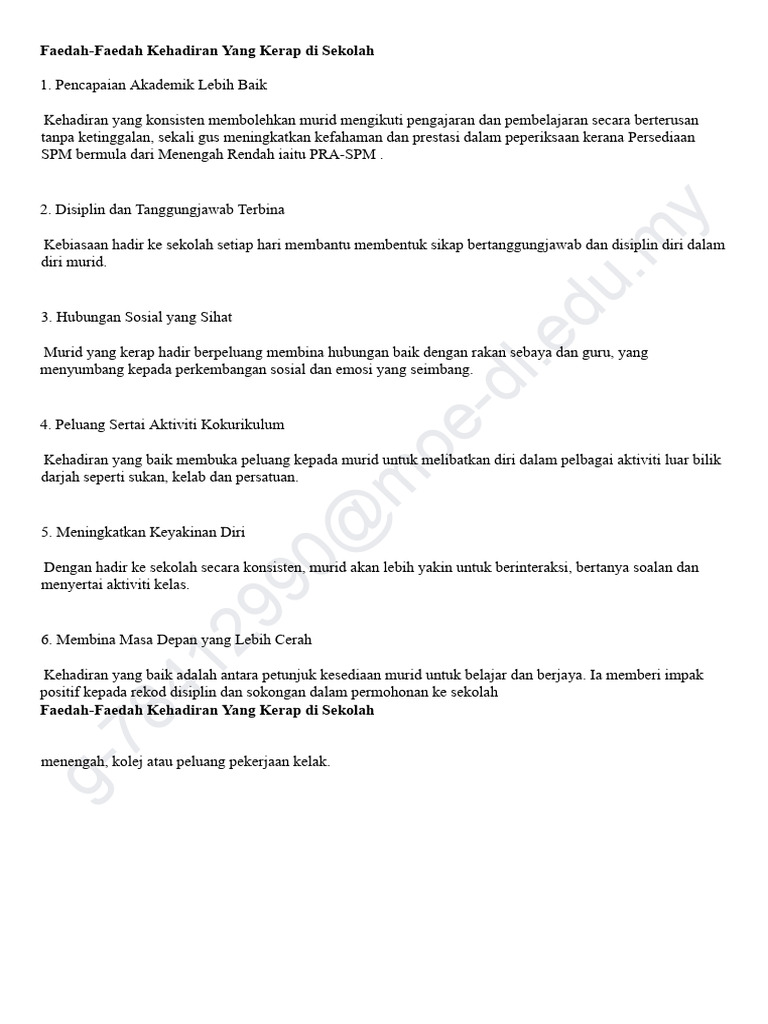 Faedah_Kehadiran_Kerap_Sekolah (1) | PDF