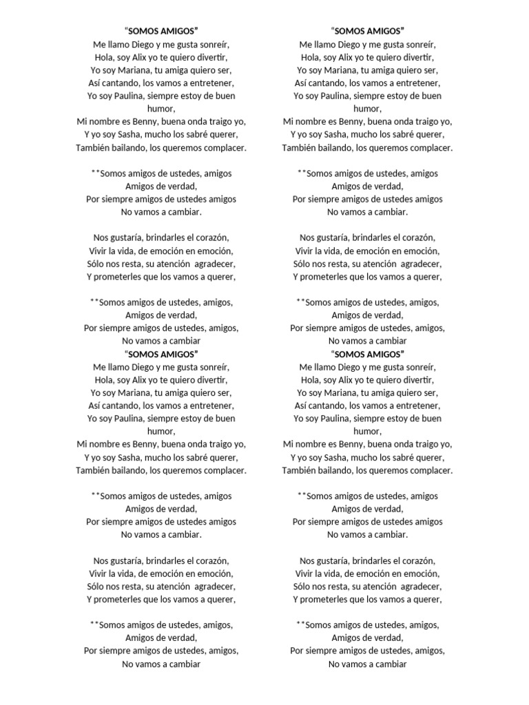 Somos Amigos: Canción Infantil | PDF | Música grabada | Música pop