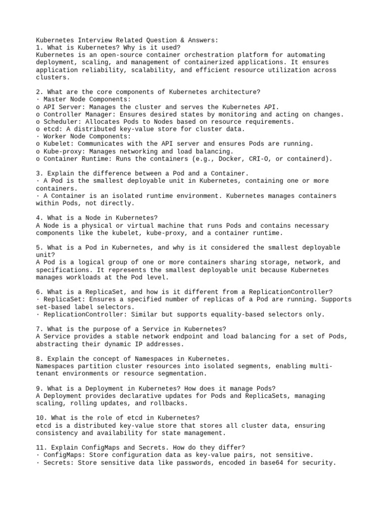 Kubernetes Interview Q&A Guide | PDF | System Software | Computer ...