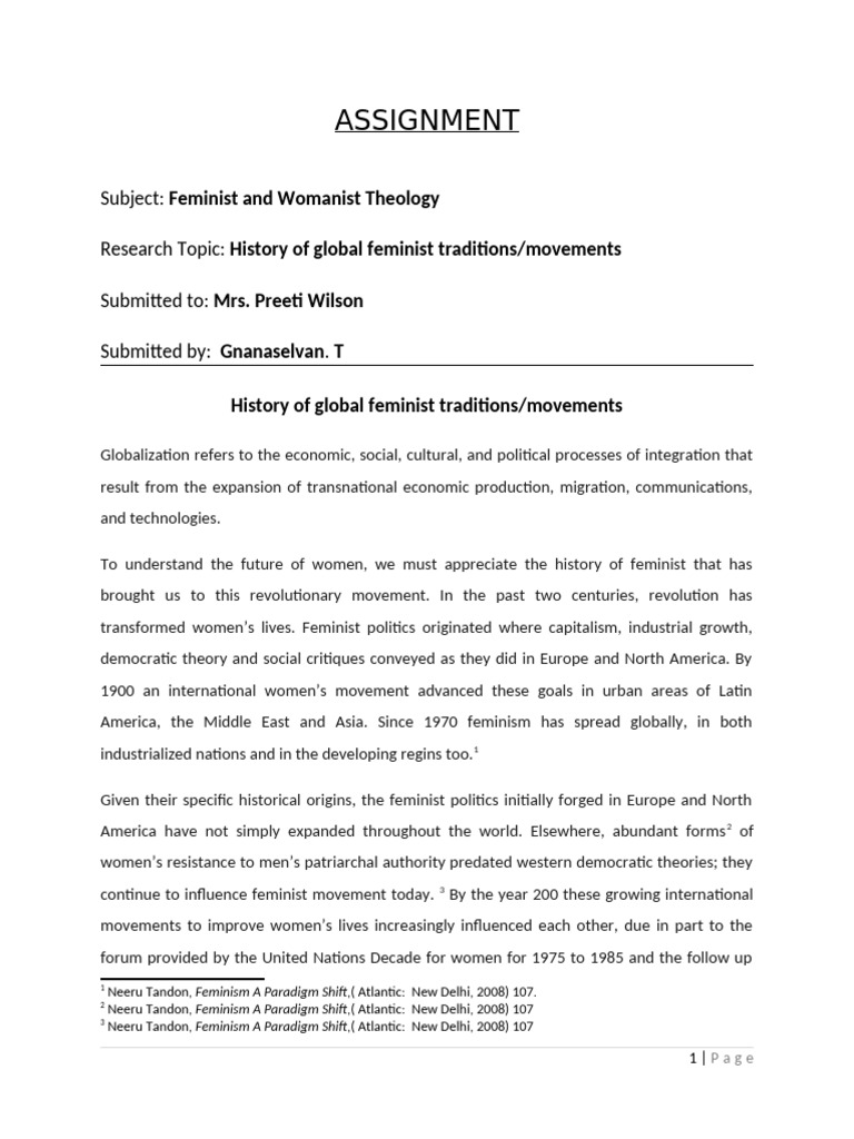 Global Feminist Movements History | PDF | Feminism | Gender Studies