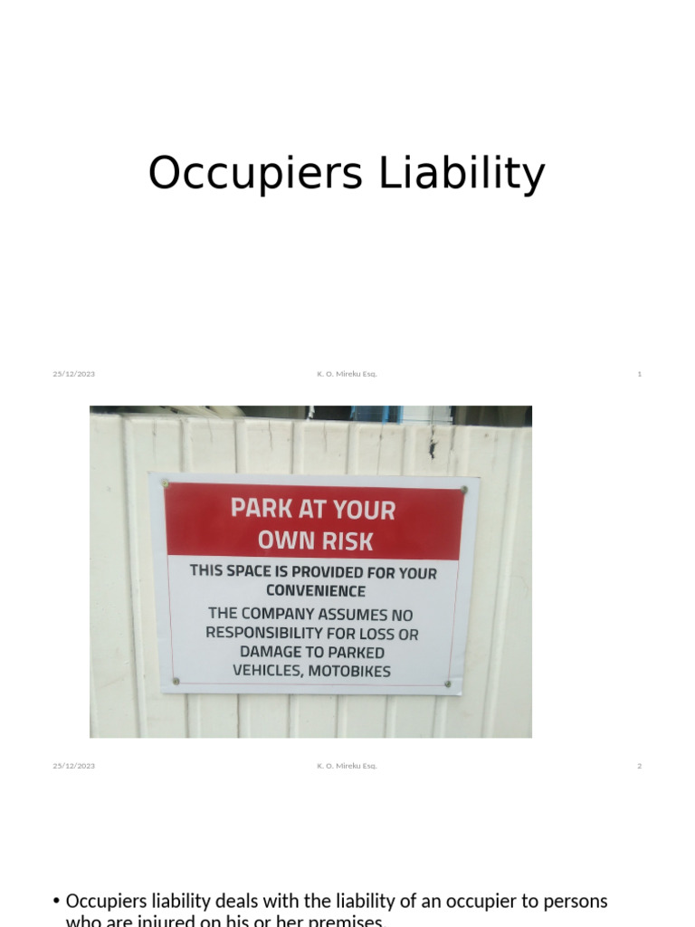 Kuofie v Ahmoah: Occupier's Liability | PDF | Duty Of Care | Legal ...