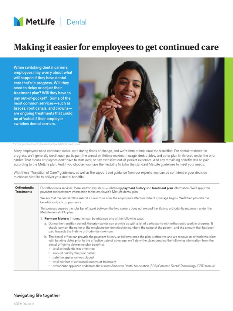 Transitioning Dental Care with MetLife | PDF | Met Life | Orthodontics