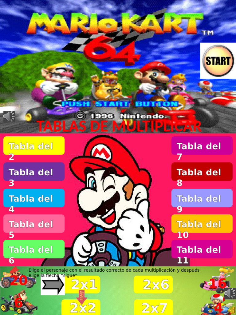 Tablas de Multiplicar Mario Bros 1-12 | PDF
