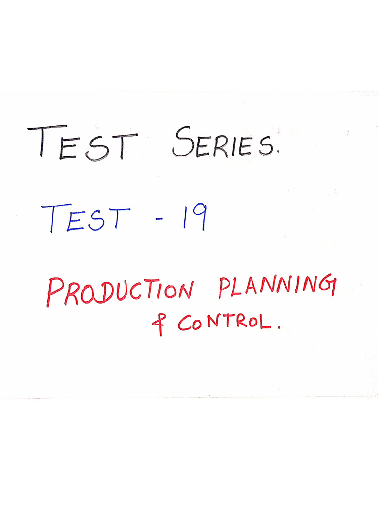 Production Planning 1 - Test - 19 | PDF