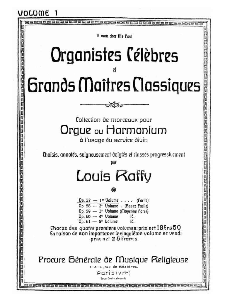 Louis Raffy Organistes Célèbres Et Grands Maitres Classiques | PDF