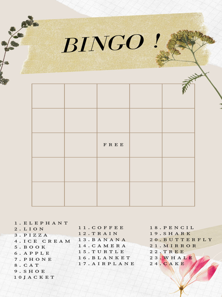 Free Bingo Card with Fun Words | PDF