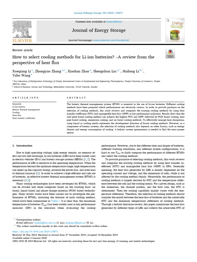 Selecting Cooling Methods for Li-ion Batteries | PDF | Heat | Liquids