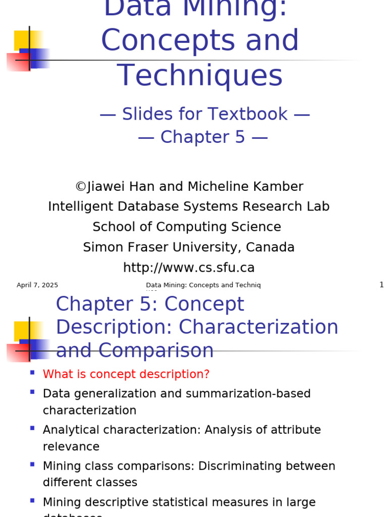 Data Mining Concept Description Techniques | PDF | Descriptive ...