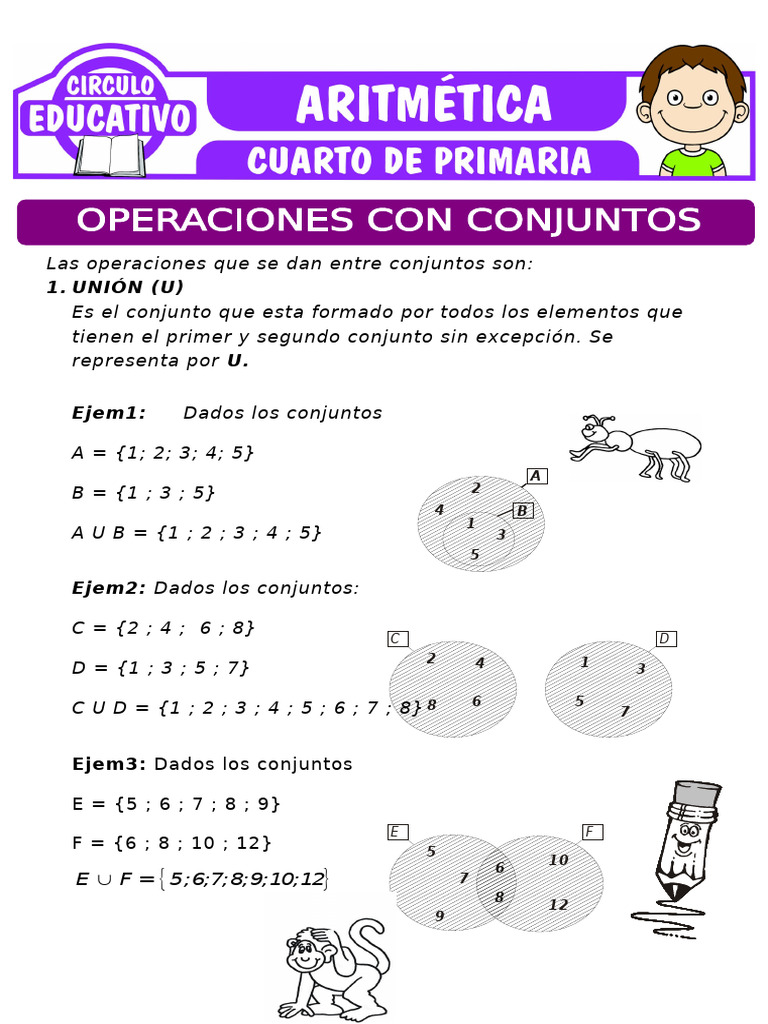 Operaciones Con Conjuntos para Cuarto de Primaria 1 | PDF