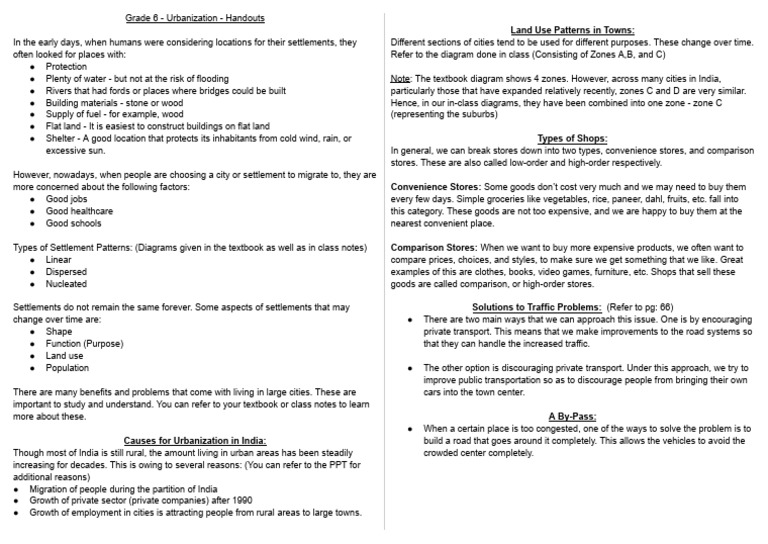 Grade 6 Urbanization Study Guide | PDF | Urbanization | Economies