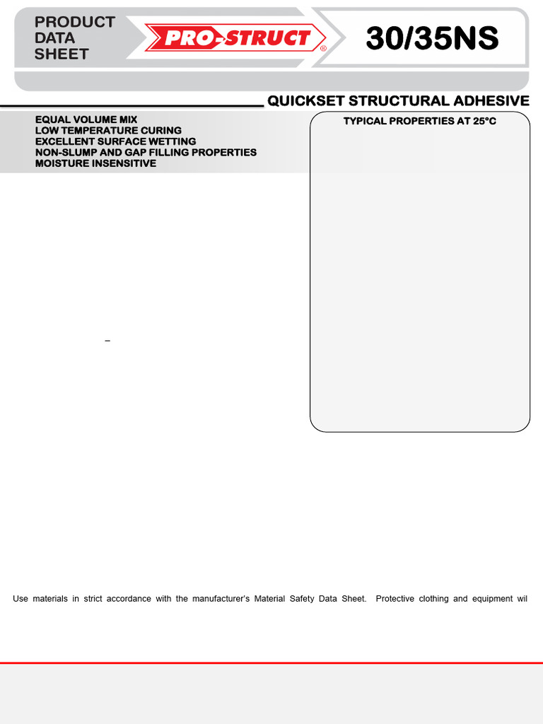 Pro-Struct 30/35NS Quickset Adhesive Guide | PDF | Concrete | Adhesive