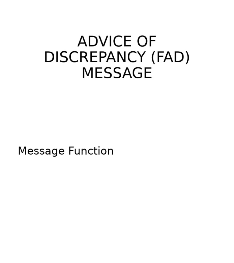 Advice of Discrepancy (Fad) Message | PDF