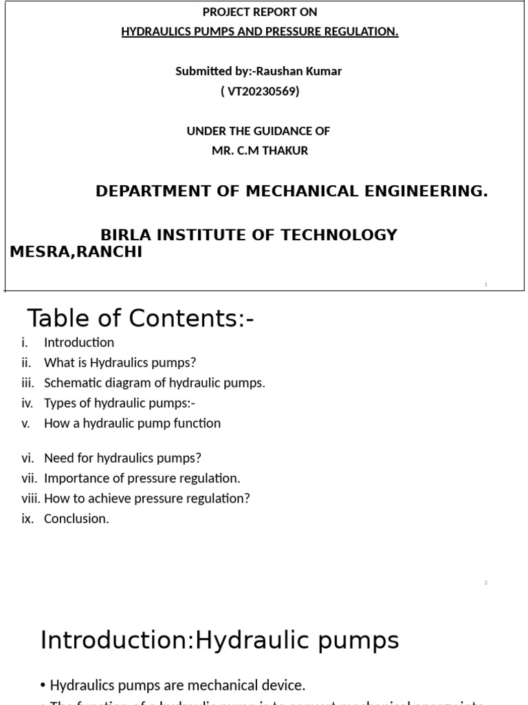 Hydraulic Pumps and Pressure Regulation | PDF | Pump | Piston