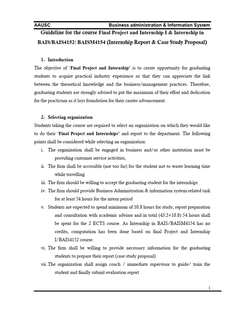 Internship Project Guidelines for BAIS Students | PDF | Methodology ...